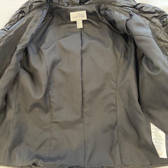 Joseph Ribkoff Crinkled Black Jacket Hooded Collar Size 10 Canada - Picture 10 of 16